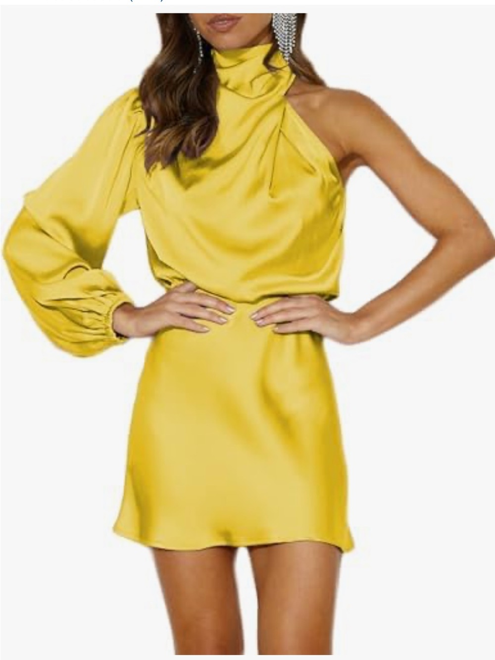 One-Shoulder Cream Mini Dress by - Picture 4 of 4
